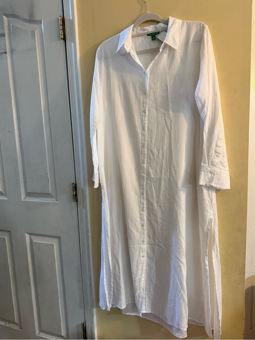 J Crew White Button-Front Maxi Shirt Dress, size small